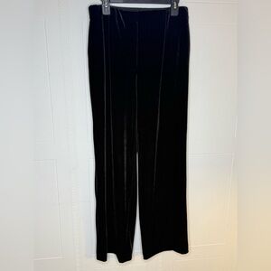 Kasper Women's Black Velvet High Rise Pull-On Wide Leg Pants Size M NWT
